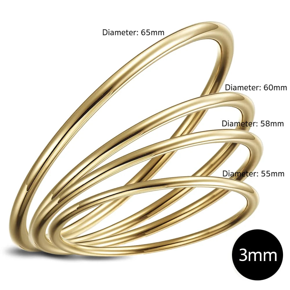 Bullion Gold Solid Golf Bangle 3mm Gold Layered