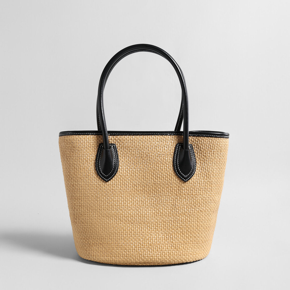 Handwoven Raffia Bucket Tote Bag - Natural
