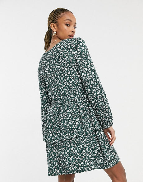 Wednesday'S Girl Long Sleeve Smock Dress In Vintage Floral
