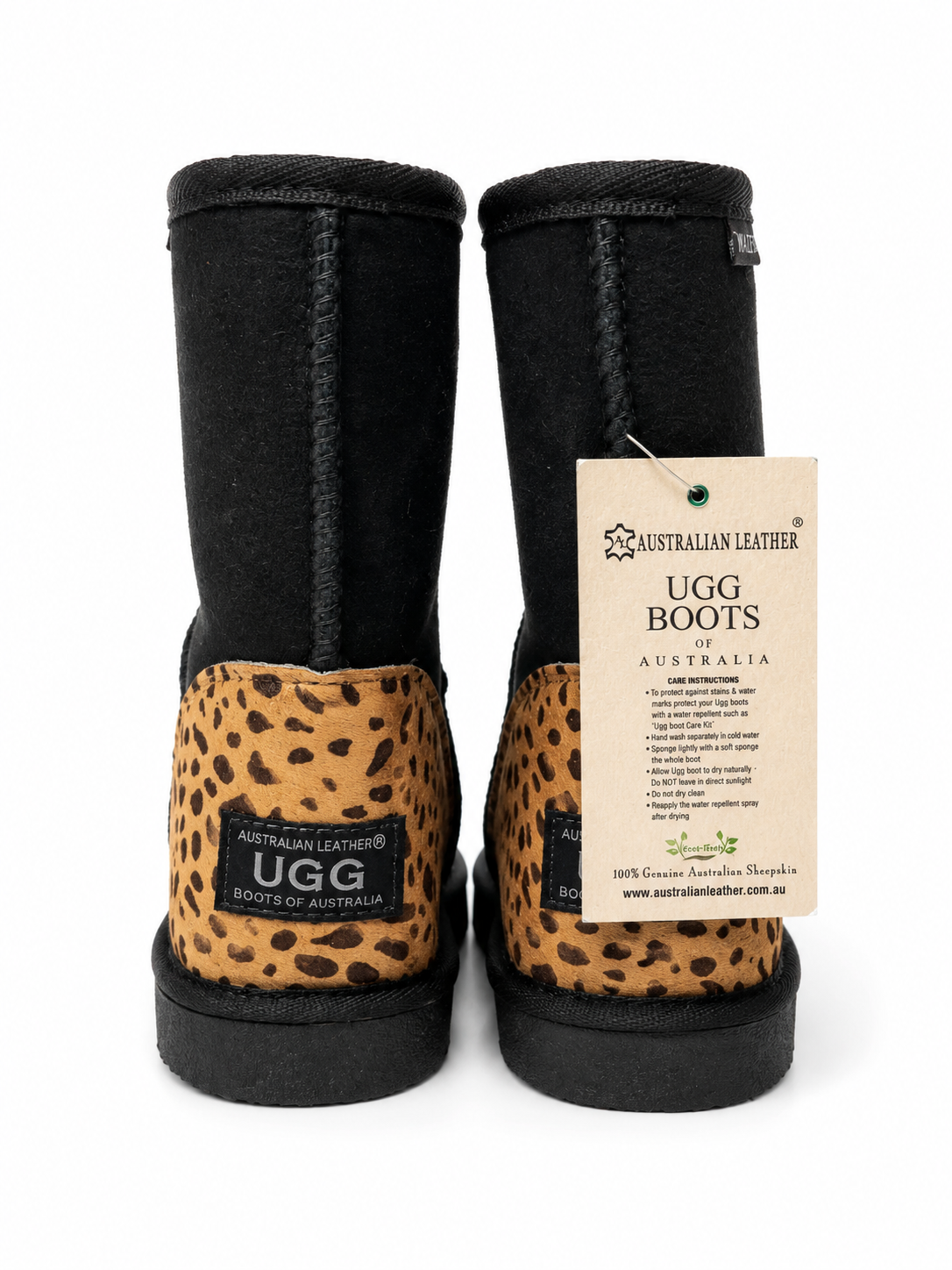 Australian Leather Ugg Cheetah Classic Short Uggs - Black - AU4