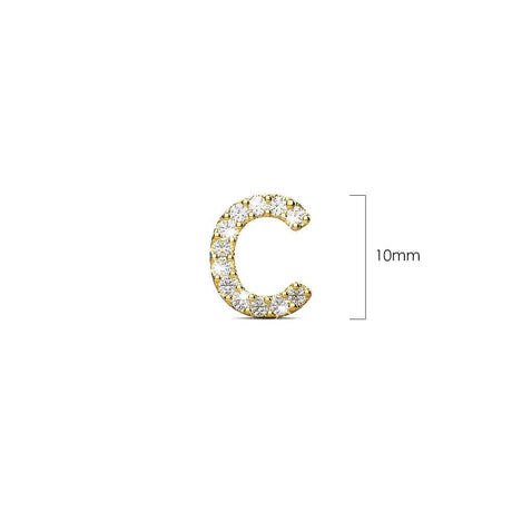 Solid 925 Sterling Silver Glamour Alphabet Letter Earrings Gold