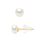 Earrings Real Cultured Freshwater Pearls Button 5-6 mm - Natural Pearl White - Longueur 42 cm