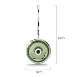 Solid 925 Sterling Silver Saucers Earrings Green