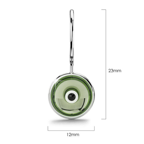 Solid 925 Sterling Silver Saucers Earrings Green
