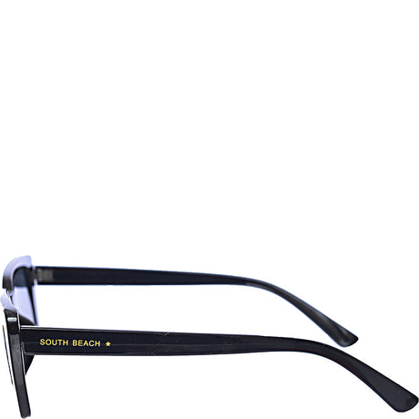 South Beach 90S Oversized Rectangle Frame Sunglasses In Black