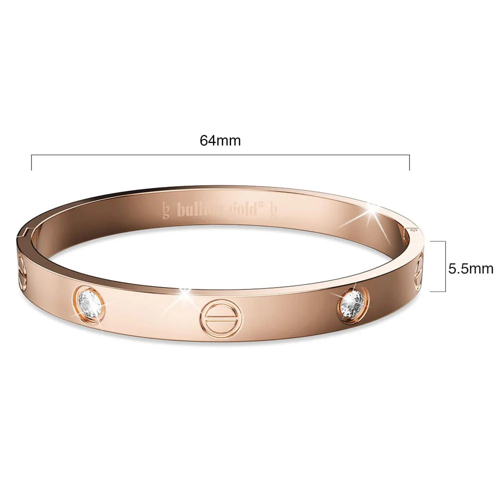Bullion Gold Carrie Stainless Steel Bangle in Rose Gold - 64mm