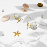 Krystal Couture Crystal Embellished Large Round Shell Pearl Hook Back Earrings
