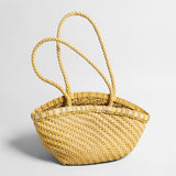 Handwoven Leather Flared Market Basket Tote - Yellow