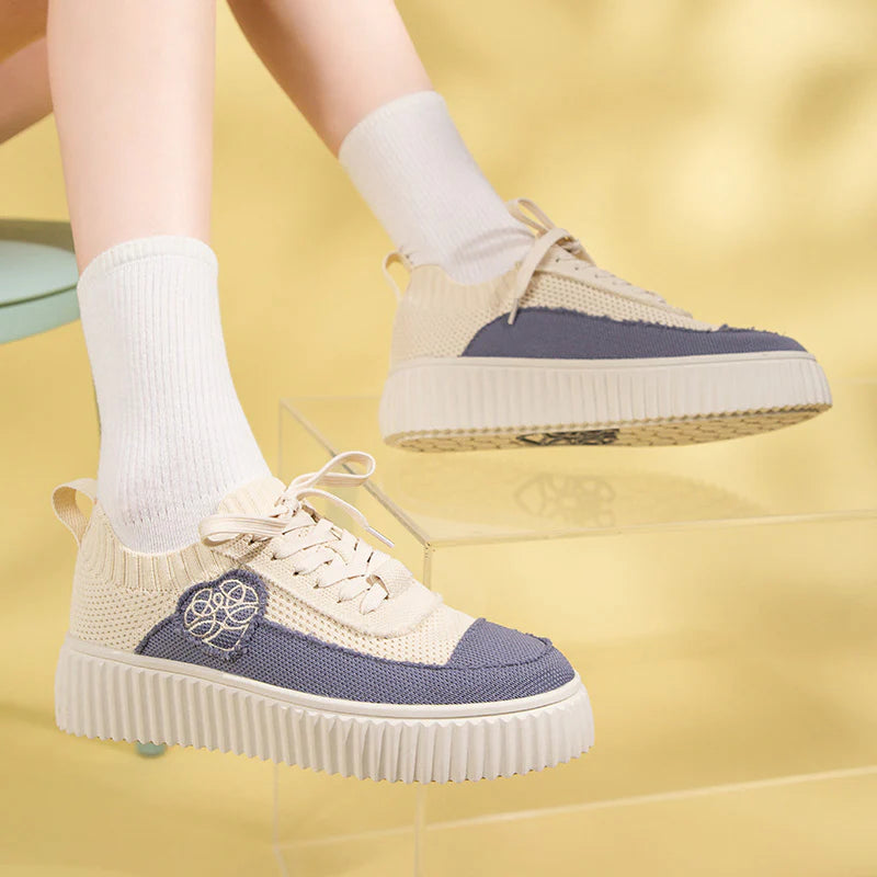Chunky Platform Knit Sneakers - Lavender