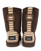 Australian Leather Ugg Short Stripe Uggs - Chocolate - AU7