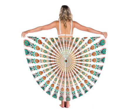 TODO Luxury Edition Chiffon Digital Print Beach Throw Yoga - White