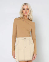 Lost In Lunar Women's Poppy Rib Top - Camel