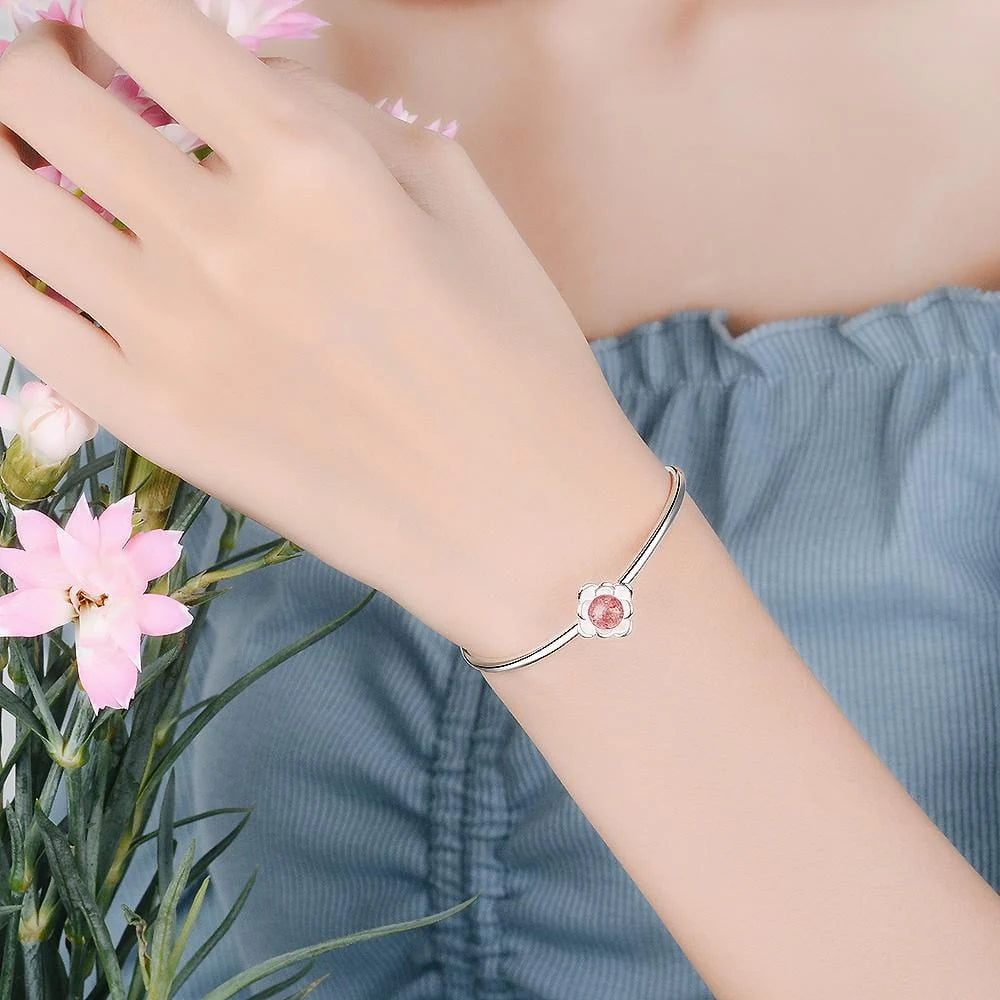 Amanda Flower Pink Strawberry Quartz Bangle