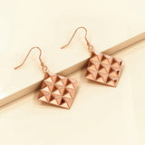 Bullion Gold Fascination Geometric Diamond Shape Metallic  Earrings Rose Gold
