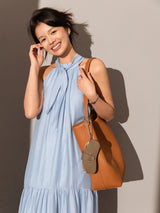 Leather Sunglasses Wrist Pouch - Taupe