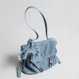 Distressed Denim Flap Crossbody - Denim