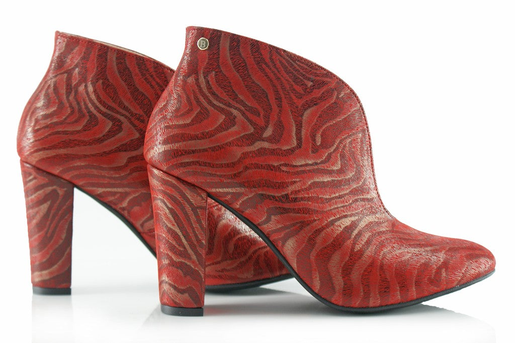 Bosccolo Womens Heel Boots Zebra - Red