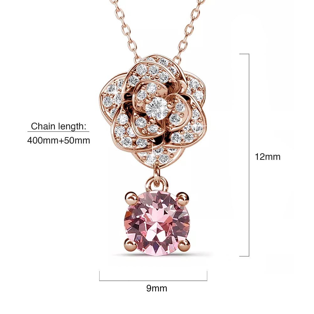 Krystal Couture Flower Blush Necklace Embellished with SWAROVSKI Crystals in Rose Gold