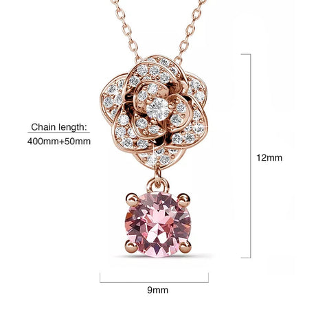 Krystal Couture Flower Blush Necklace Embellished with SWAROVSKI Crystals in Rose Gold