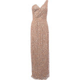 Maya Asymmetric All Over Embellished Maxi Dress In Blush