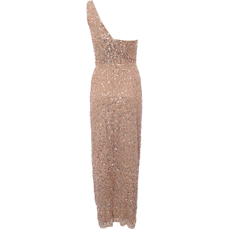 Maya Asymmetric All Over Embellished Maxi Dress In Blush