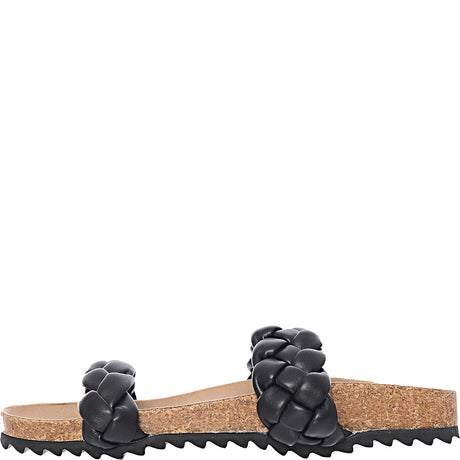 South Beach Plaited Double Strap Slides In Black