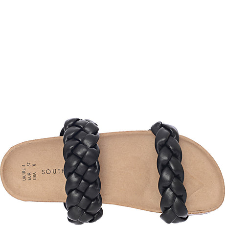 South Beach Plaited Double Strap Slides In Black