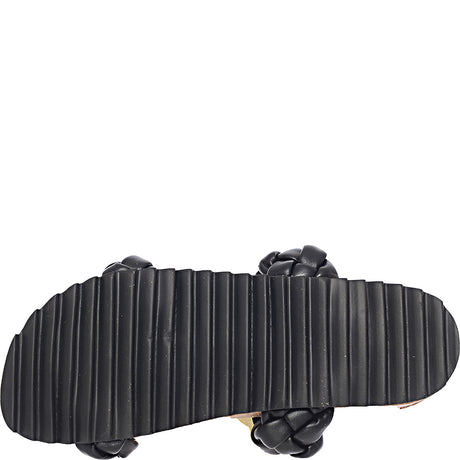 South Beach Plaited Double Strap Slides In Black