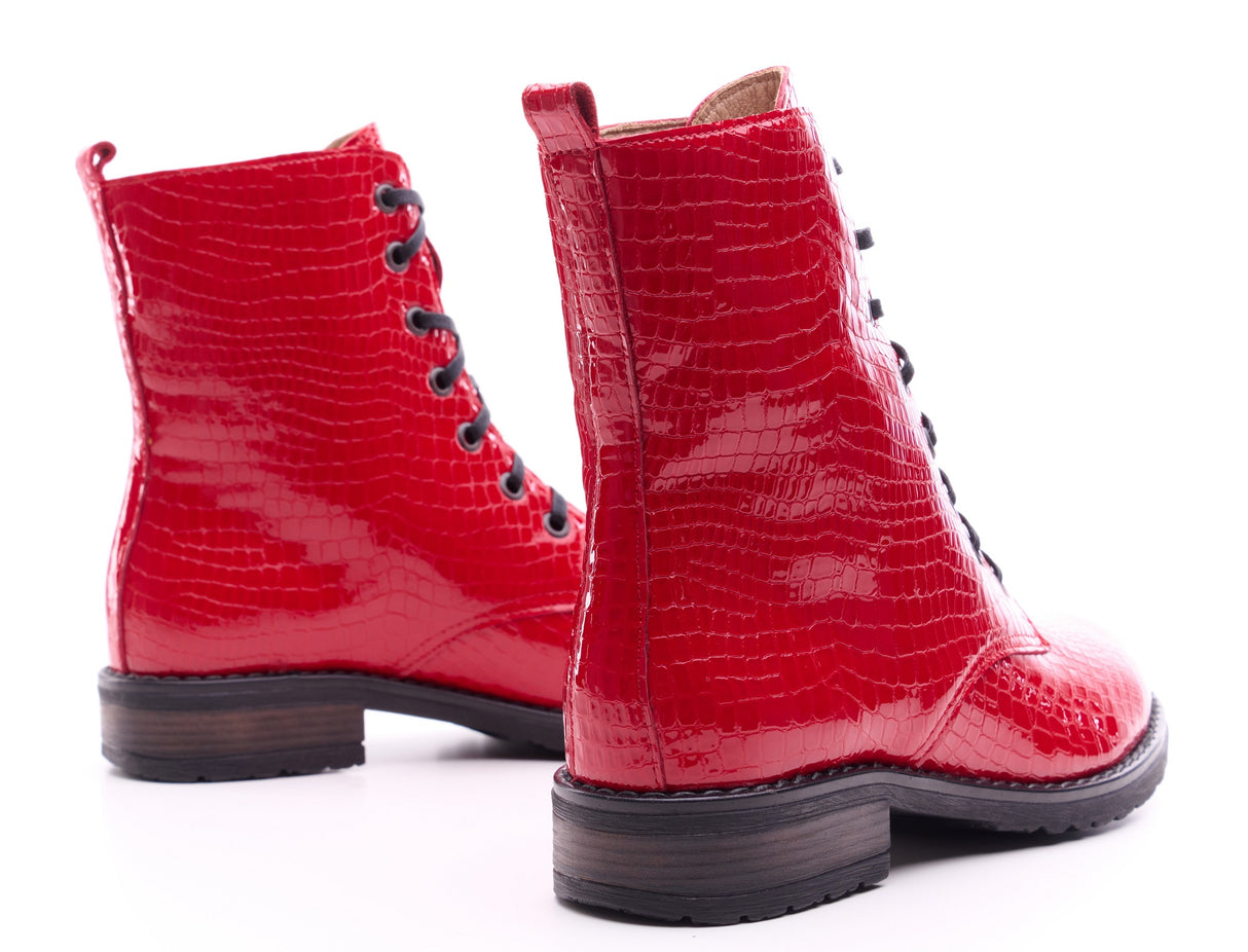 Bosccolo Womens Boots - Red Crocodile