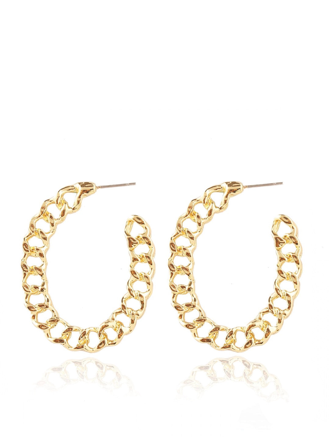 Liv Oliver 18K Gold Plated Chain Hoop Earrings