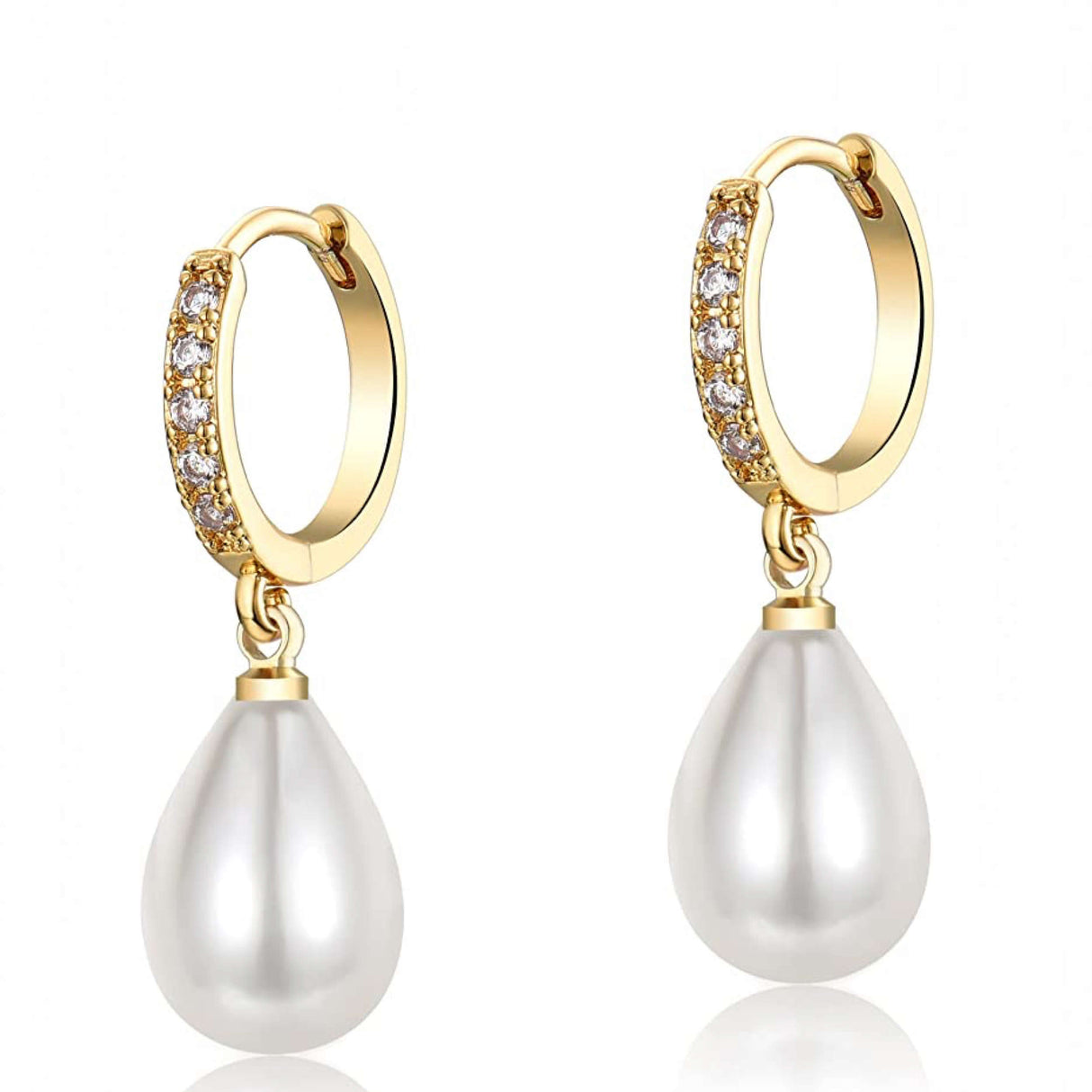 Liv Oliver 18K Gold Tear Drop Essential Pearl Earrings