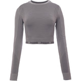 Puma Training Evoknit seamless ls crop top in charcoal grey
