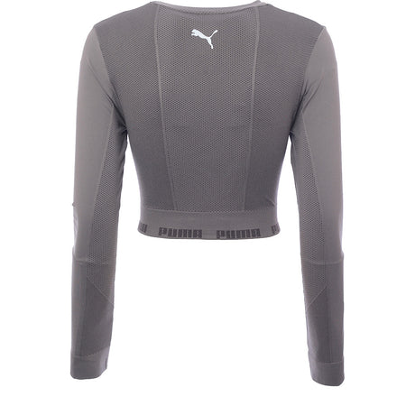 Puma Training Evoknit seamless ls crop top in charcoal grey