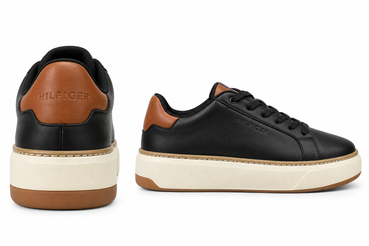 Tommy Hilfiger Men's Hines Sneaker - Black/cognac