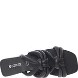 Schuh Talise Leather Knotted Flat Slide Sandals In Black