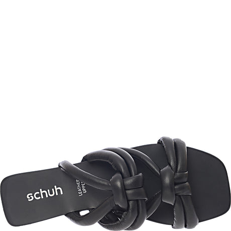 Schuh Talise Leather Knotted Flat Slide Sandals In Black