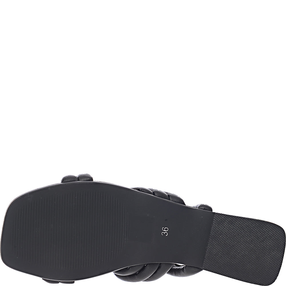 Schuh Talise Leather Knotted Flat Slide Sandals In Black