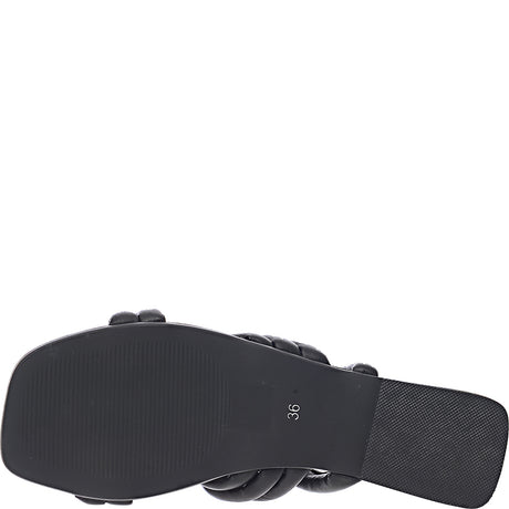 Schuh Talise Leather Knotted Flat Slide Sandals In Black