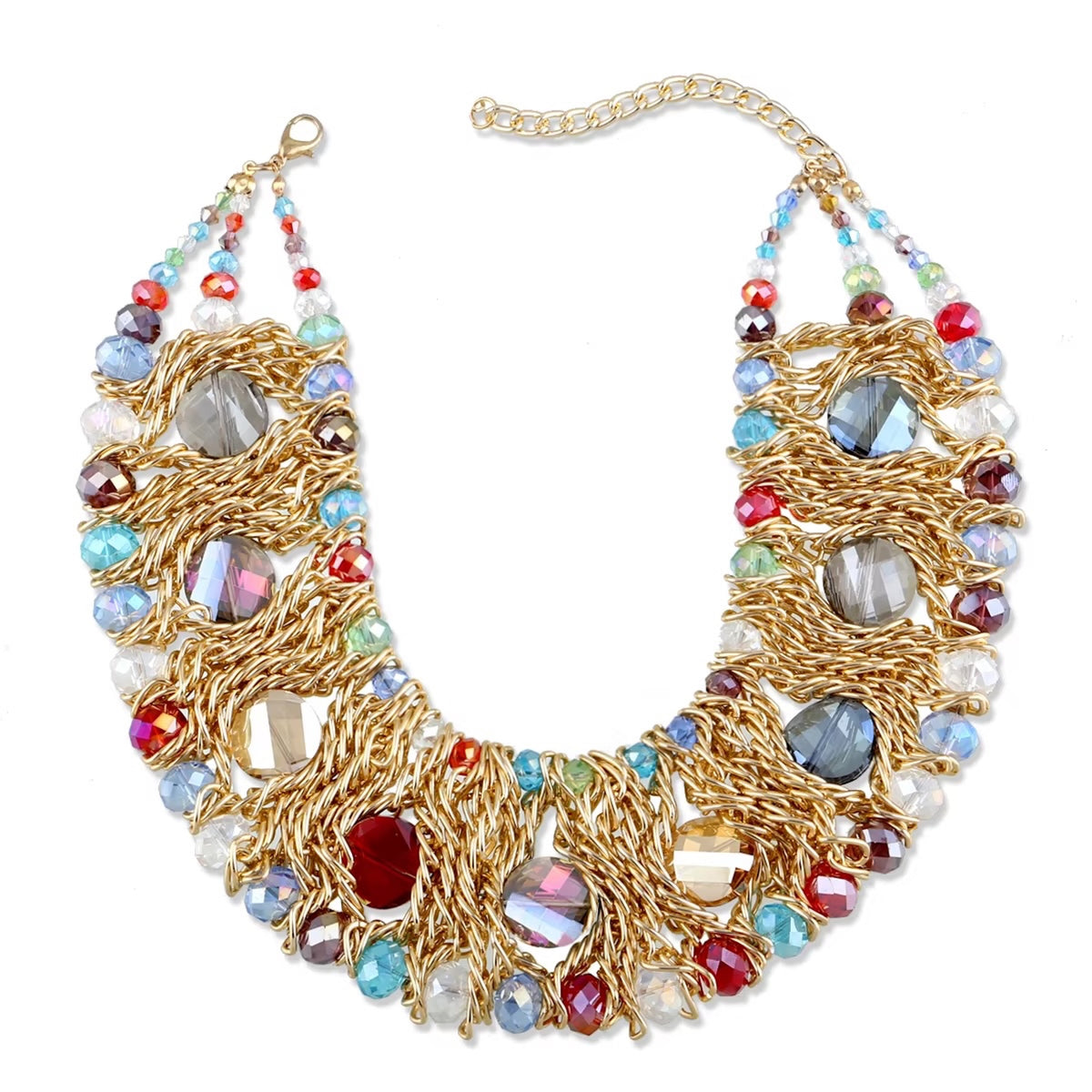 Liv Oliver 18K Gold Multi Color Statement Necklace
