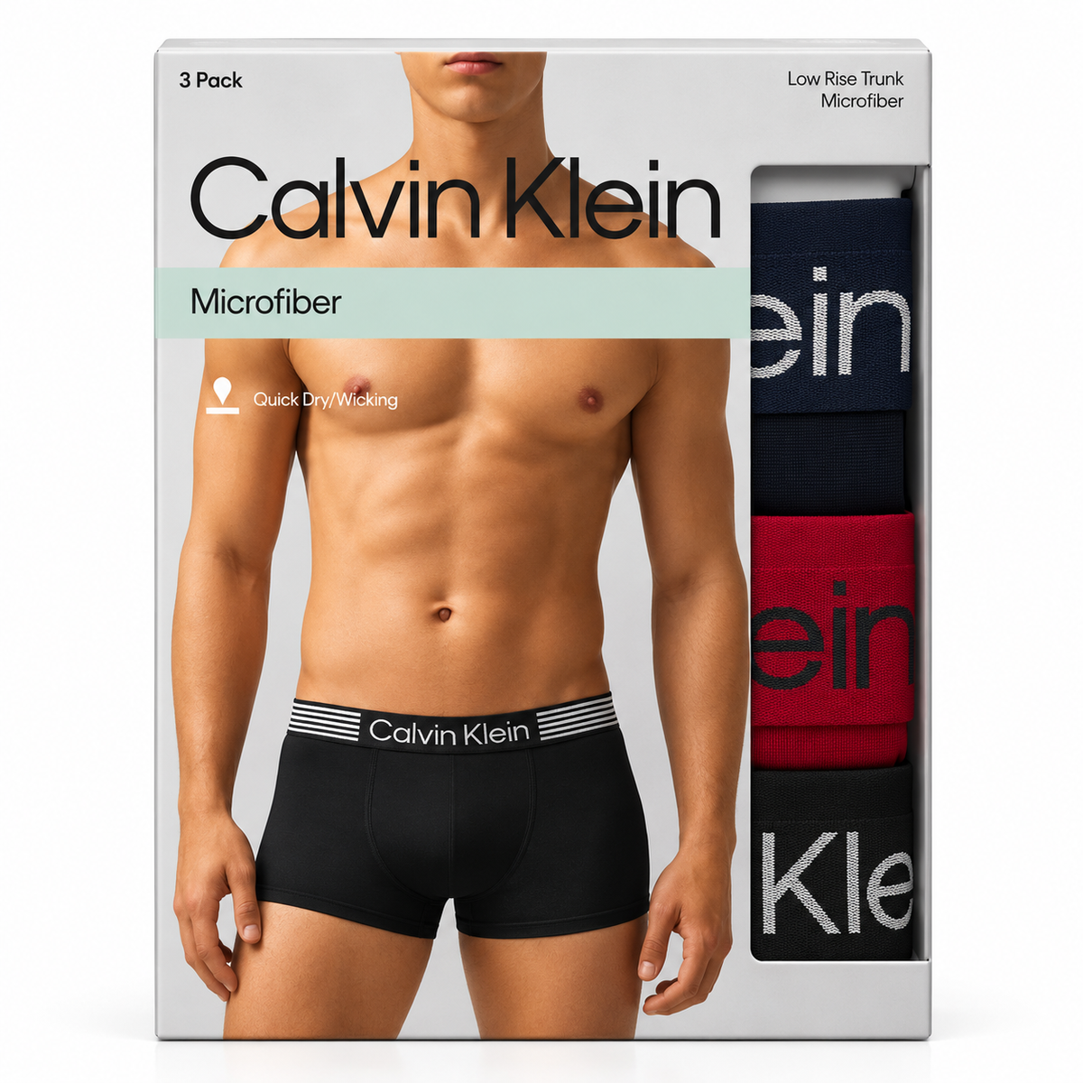 Calvin Klein Men's 3-Pack Iron Flex Low Rise Trunk - Peacoat/Scooter/Black