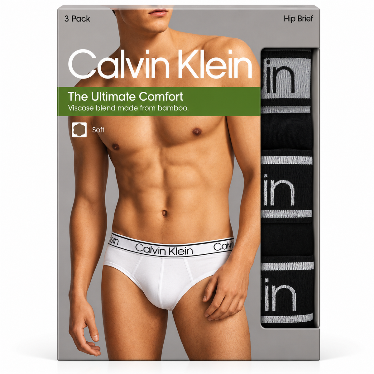 Calvin Klein Men's 3 Pack Bamboo Comfort Hip Brief -Turbulence-Shoreline