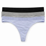 Calvin Klein Underwear Women's Monochrome Thong 3Pk - Black- Grey Htr- Casual Blue