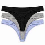 Calvin Klein Underwear Women's Monochrome Thong 3Pk - Black- Grey Htr- Casual Blue