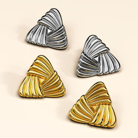 Bullion Gold Ridged Triangle Gold layered Stud Earrings