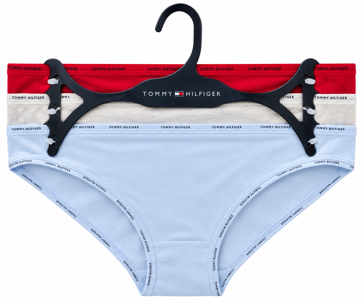Tommy Hilfiger Women's 3 Pack Cotton W Dtm Logo Piping Bikini - Sweetbluelgtr