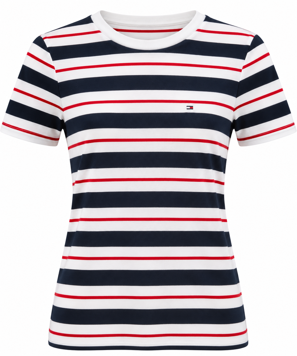 Tommy Hilfiger Women's Short Sleeve Crew Nk Tee-stripe