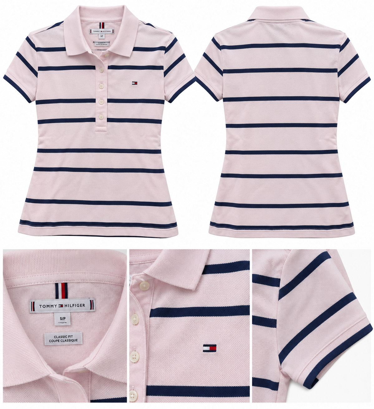 Tommy Hilfiger Women's Short Sleeve Two Stripe Polo