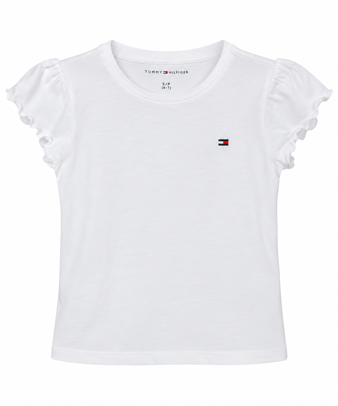 Tommy Hilfiger Girls Essential Ruffle Sleeve Top - Optic White