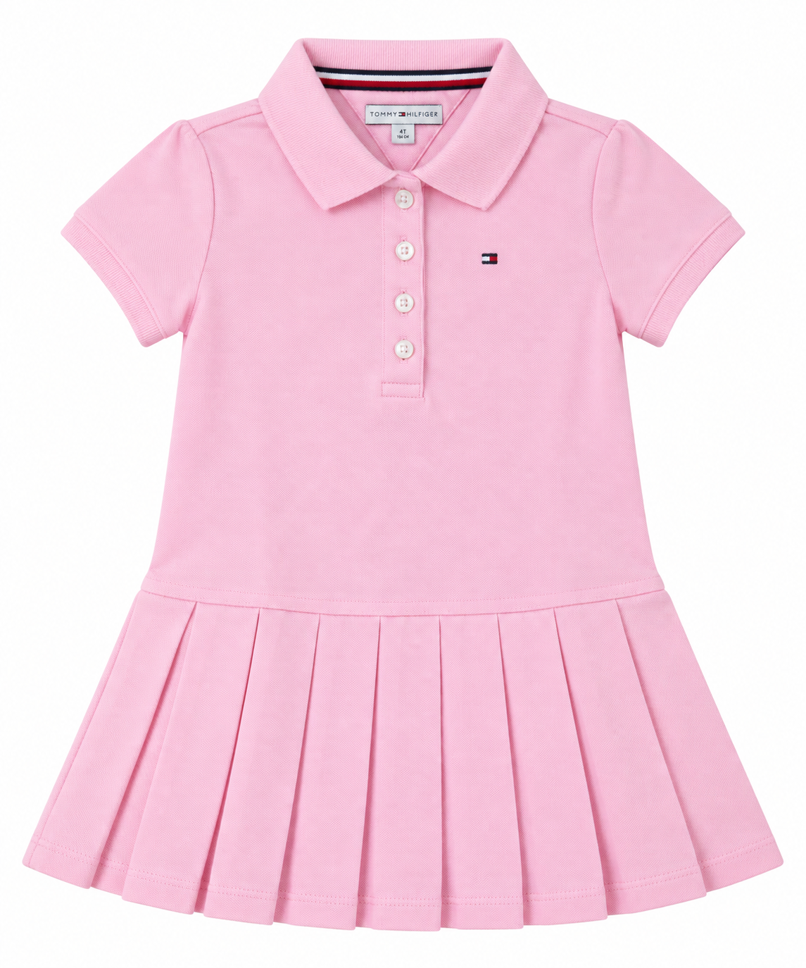 Tommy Hilfiger Girls Short Sleeves Pleated Polo Dress - Classic Pink
