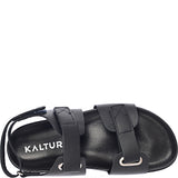 Kaltur Dad Sandal In Black Leather